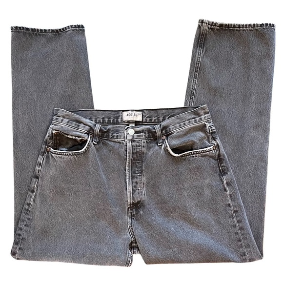 AGOLDE 90s Pinch Waist Straight Leg High Rise Medium Gray Denim Jean Size 30 - Picture 5 of 12